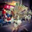 Carnival parade dancer in an elaborate colourful costume